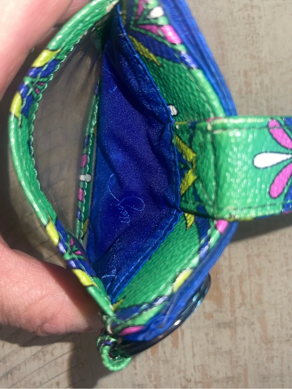 Vera Bradley Green Floral Card Holder Key Ring with Navy Accents - Picture 7 of 7